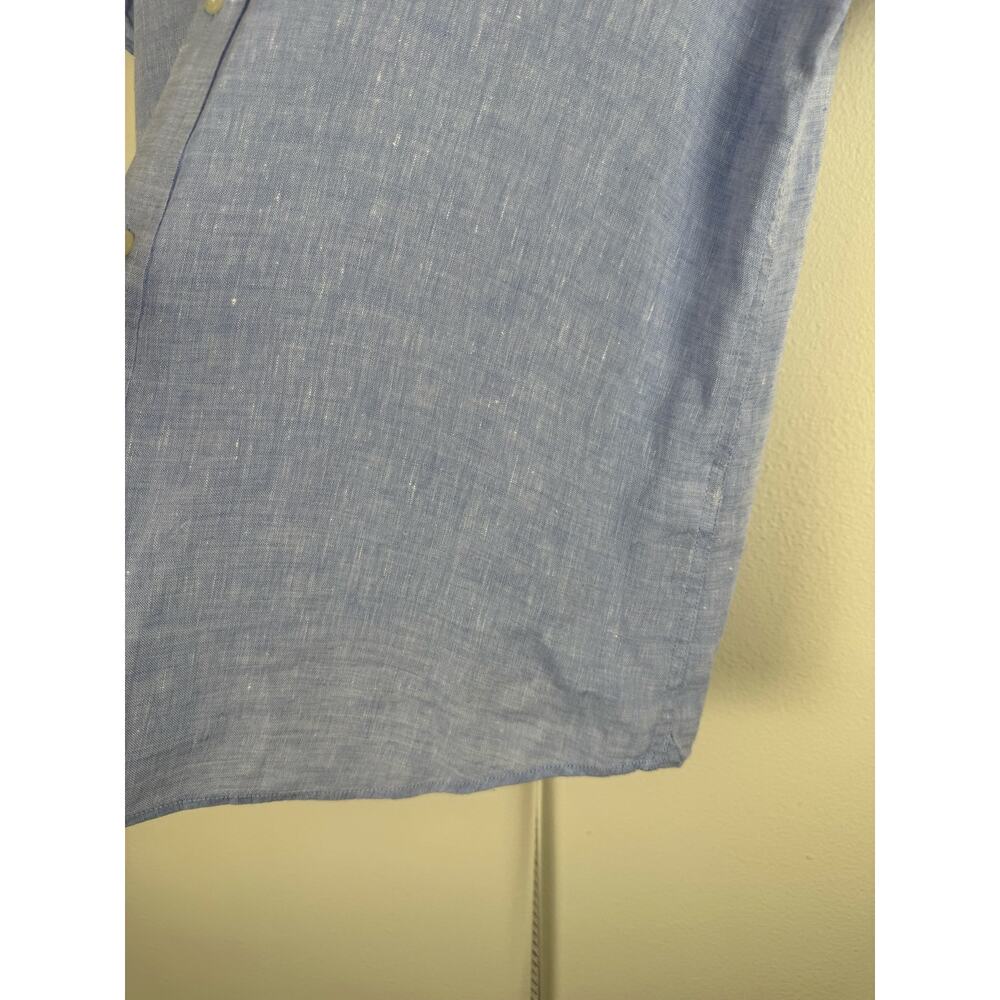 Banana Republic Camden Linen Shirt Chambray Blue Large Men’s - Picture 8 of 13